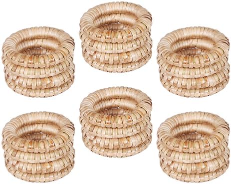 Goroly Home Rattan Napkin Rings Set of 24, Bulk Natural Round Woven Napkin Holders for Wedding Party Decoration - Image 2