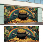 ANNA QUEEN St Patrick’s Day Garage Door Banner 6x13FT, Rainbow and Pot of Gold Garage Door Cover, Large Outdoor Irish Shamrock Decoration Backdrop for Double Garage Doors, Garden Fence & Party Photo Booth - Image 6