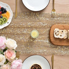 Artoid Mode 6PC Coffee Gold Gauze Table Runner 120 Inch 10FT, Glitter Metallic Foil Sheer Dining Wedding Anniversary Holiday Birthday Table Decor for Home Party - Image 3