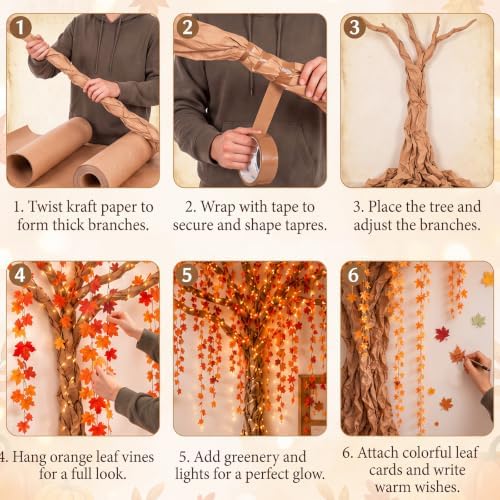 Yinder 41 Pcs Autumn Tree Decorations Set for Classroom Room Include Artificial Maple Garlands and Vines Maple Leaf Cards with Kraft Paper Tape for Fall Classroom Home Room Party Indoor Outdoor Decor - Image 4