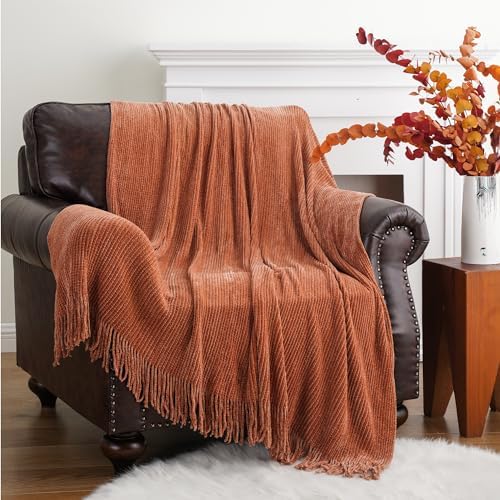 BATTILO HOME Rust Orange Throw Blanket for Couch, 60"x80" - Image 6