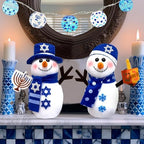 TURNMEON Hanukkah Decorations - 2 Pack Chanukah Plush Snowman Doll Hold Menorah & Dreidel,Hanukkah Gnomes Home Indoor Holiday Party Decor Chanukah Ornaments Table Hanukkah Gift Idea - Image 7