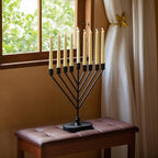 Vintiquewise 9-Branch Rambam-Style Hanukkah Menorah Mid-Century Modern Decorative Accent Traditional Celebration Display and Festive Lighting Centerpiece Ideal for Tables Mantels and Shelves, Black - Image 5