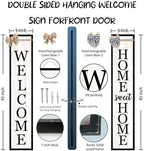 Surfapans Outdoor Welcome Sign for Front Porch 2 Sided 45"X9" Black - Image 2