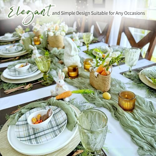 14 Pack Sage Green Cheesecloth Table Runner 17x108 Inch Semi Sheer Boho Gauze Cheese Cloth Fabric Table Runners, for Wedding Party Baby Shower Birthday Home Decor Garden Farmhouse - Image 3