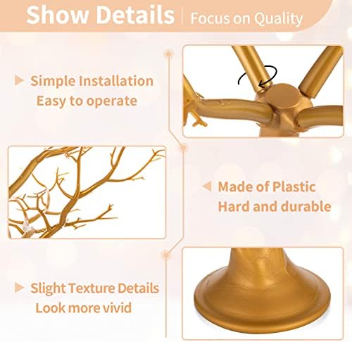 NUPTIO Gold Christmas Tree, 22.8 Inch Artificial Display Branch for Wedding - Image 4