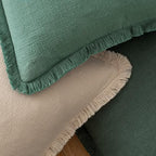 MIULEE Linen Fringe Decorative Lumbar Throw Pillow Covers Army Green 12x20 - Image 4