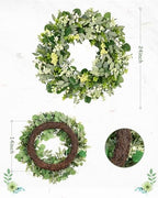 Vlorart 24-26 Inch Artificial Spring Summer Greenery Christmas Wreaths for Front Door Green Eucalyptus Leaf Wreath Decor Boxwood with Big Berries for Farmhouse Outside Year Round - Image 2