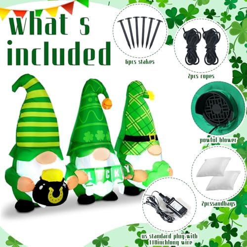 Sosation 6ft St Patricks Day Inflatables Gnomes Outdoor Decorations - Image 5