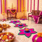 Dunzy 6 Pcs Diwali Rangoli Mat Varalakshmi Pooja Decoration, Purple Mandala - Image 6