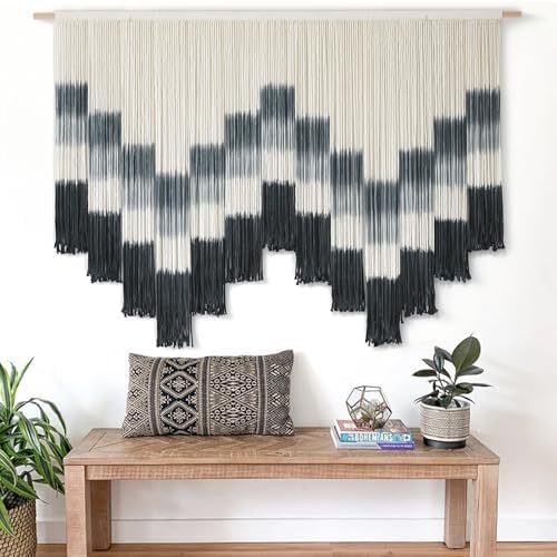 Macrame Wall Hanging Hand Dyed Yarn Wall Art Geometric Decor 57"W*35"L by FLBER