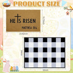 2 Pcs Easter Doormats, He is Risen Door Mat, Easter Bible Verse Non Slip Coir Mats, Black and White Check Rug, Layering Doormats Seasonal for Indoor Outdoor Home Porch Entry Decor 24" x 32" - Image 3