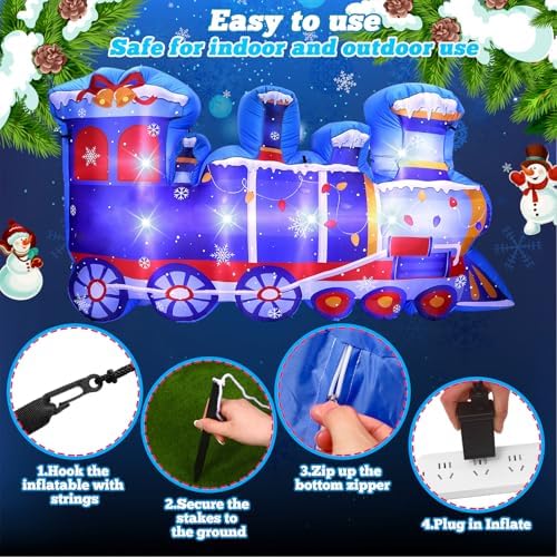 Vihose 8ft Christmas Inflatable Polar Train with LED Lights for Outdoor - Image 3