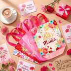 Wesnoy 48 Pcs Spanish Mother's Day Tote Gift Bag Bulk Feliz Dia De Las Madres Gift Bag with Handle Floral Non Woven Candy Bags Reusable for Gifts Wrapping Mother's Day Party Favor, 11.4x10.6x4.7 Inch - Image 3