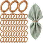 Ferrochef Boho Woven Rattan Napkin Rings, Natural, 50 Pcs by Ferrochef