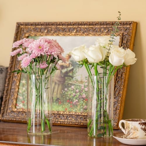 7pcs Glass Cylinder Vases for Centerpieces - 8 Inch Tall Glass Vases for Flower, Clear Flower Vase Bulk Floating Candle Vase for Table Centerpiece Wedding Home Décor - Image 5
