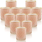 SHMILMH Pink Votive Candle Holders Set of 24, Pink Christmas Table Centerpiece Glass Tealight Holders Bulk with Gold Rim, Tea Candle Holder for Birthday Wedding Decor - Image 5