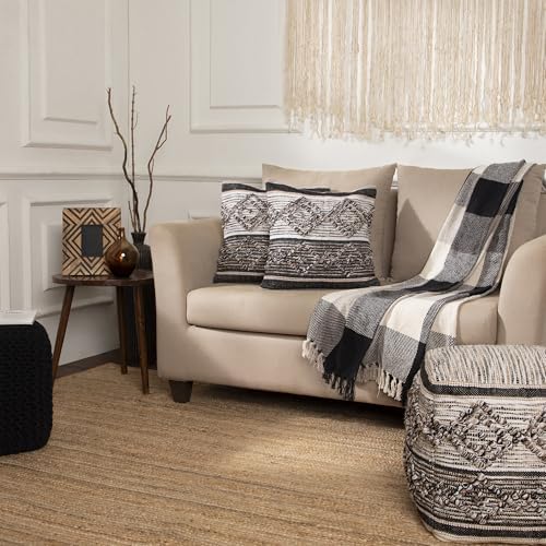 · REDEARTH · Boho Textured Handwoven Throw Pillow Cases - Black Jasper - Image 2