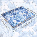 Serving Tray with Handles, Rectangular Plastic Tray 15.75x11.81 Inch, Decorative Tray for Kitchen, Dining Table, Vanity, Office & Home (Blue Peony, 15.8" x 11.8" x 1.6") - Image 5