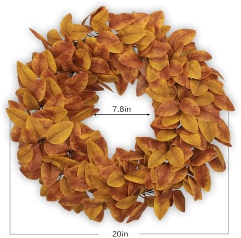 20 Inch Fall Wreaths for Front Door, Autumn Leaves Outdoor Wreaths - Image 6