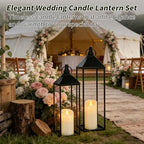 22" 19" Modern Farmhouse Candle Lantern Decor Set of 2 Large Black Metal Candle Lanterns with Flameless Candles, Lanterns Decorative Indoor for Fireplace Mantle Table Outdoor Lanterns for Patio Porch - Image 7