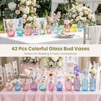 42 Pcs Vases Bulk Colored Glass Bud Vases,Mini Small Colored Vintage Vases - Image 2