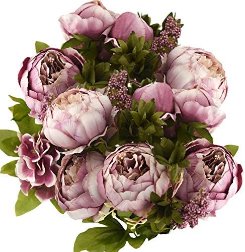 FiveSeasonStuff Pure Purple Artificial Peony Bouquet Set of 2 by FiveSeasonStuff