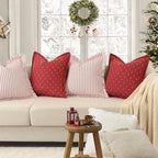 ZWJD Christmas Pillow Covers 22x22 Set of 2 Soft Polyester Textured Pillows with Stylish Flange Edge Cozy Farmhouse Christmas Decor for Couch Bed Sofa Living Room (Red) - Image 3