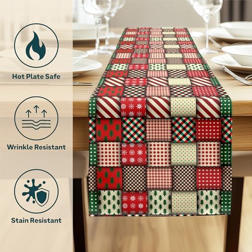 Winter Table Runners | Christmas Quilt Design | Seasonal Table Decorations | Home Kitchen Decor | Made in The USA | Stain Resistant | 14" x 90" Long - Image 3