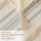 BUIOVBEY Boho Throw Pillow Covers Woven Tufted Pillow Cases with Tassels - Image 2