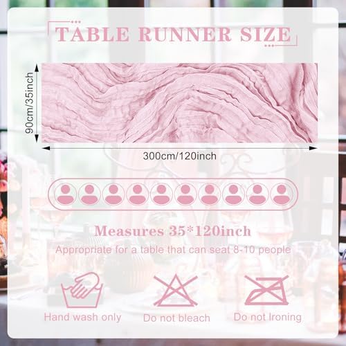 6 Pack Cheesecloth Table Runner 10Ft Christmas Gauze Boho Table Runners for Wedding Decor Bridal Shower Decorations Baby Shower Party(35" x 120") - Image 2