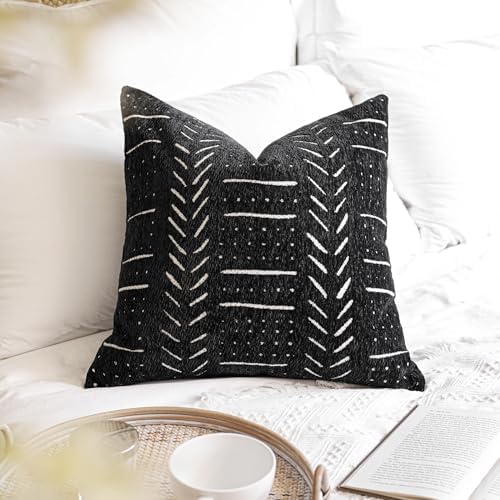 BlissBlush Black Decorative Throw Pillow Covers 18X18, Set of 2, Boho Farmhouse Cushion Cover, Cozy Soft Accent Pillowcase for Couch Sofa Bed Living Room Home Décor - Image 7
