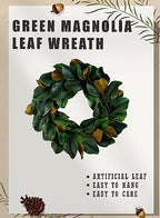 Serene Spaces Living Artificial Magnolia Leaf Garland and Wreath, Ideal to Hang at Wedding, Store Display, Window Sill, Fall Decor, Holiday Décor (24" Green & Brown Magnolia Wreath) - Image 5