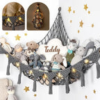 TIDYTEDS Macrame DreamLights Boho Stuffed Animal Storage Net or hammock Extra Large for Small or large Plushies. Plush Gray Toy Storage Holder by TIDYTEDS