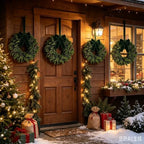 6 Pcs Small Christmas Hanging Wreaths with Artificial Cedar Pine Greenery Dark Green Velvet Ribbon Mini Cabinet Wreath for Porch Front Door Window Wall Farmhouse Rustic Christmas Winter Holiday Decor - Image 5