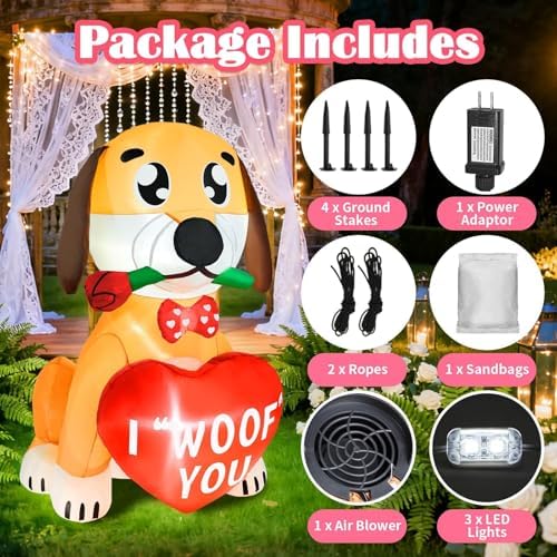 Valentine Inflatables Outdoor Decorations 4FT Dog Blow Up Yard Decor - Image 6