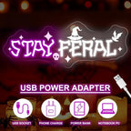Stay Feral Neon Sign, Witch Hat Skull Halloween LED Wall Light 16x5.9 Inch - Image 4