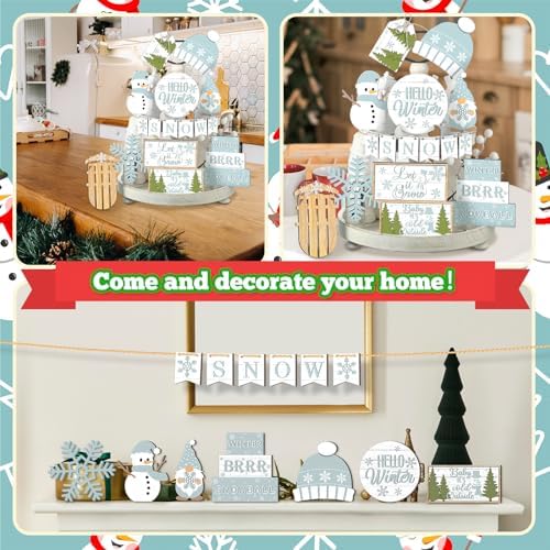 14 Pcs Halloween Tiered Tray Decor Set, Gnome Wood Table Signs (Popular Style) - Image 5