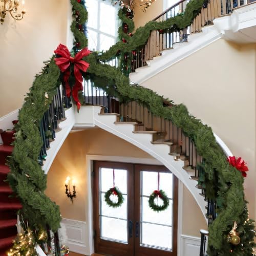 Lyrow 1 Pcs 15 ft Deluxe Thick Christmas Pine Garland Faux Greenery Garland - Image 5