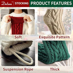 Dalzom® 4Pcs Personalized Christmas Stockings with Leather Patches Custom Name, 18” Premium Large Knitted Christmas Stockings for Kids, Family, Holiday and Fireplace Party Decoration - Image 5