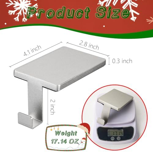 Christmas Stocking Holder for Mantel Fireplace Metal Stocking Hangers Hanging Hooks Heavy Duty Weighted Stocking Holder Bases for Xmas Shelf Fireplace Stair Decor (4, Silver) - Image 2
