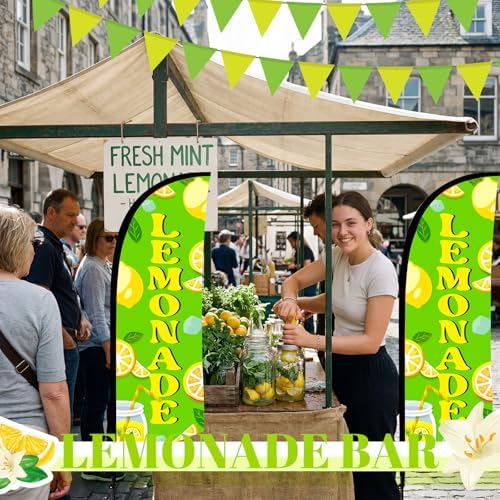 HunnmingRe 2 Green Lemonade Feather Flag Kit, 8ft Advertising Swooper Flag Banner with Pole and Ground Stake for Business Restaurant Advertising Banner for Outside Ground - Image 5