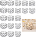 Pack of 20 Silver Crystal Tealight Candleholders - Candlestick Bowls Tea Lamp Candle Holders, Votive Candlestick Holders for Table Centerpieces, Diwali Decorations for Wedding Holiday Party Home Decor by Lovecat