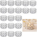 Pack of 20 Silver Crystal Tealight Candleholders - Candlestick Bowls Tea Lamp Candle Holders, Votive Candlestick Holders for Table Centerpieces, Diwali Decorations for Wedding Holiday Party Home Decor by Lovecat