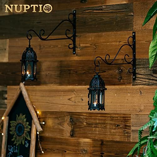 NUPTIO 6 Pcs Hanging Candle Holder Lantern Centerpiece Table/Hanging Glass Hexagon Moroccan Candle Lantern Holders, Black (Pack of 2) - Image 2