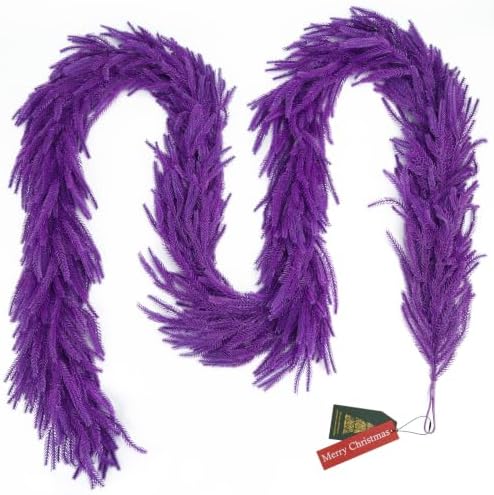 N&T NIETING 9FT Christmas Norfolk Pine Garland Real Touch Artificial Christmas Purple Xmas Garland for Mantle, Table Holiday Fireplace Staircase Indoor Outdoor Halloween Christmas Decorations - Image 7