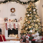 4 Pcs Christmas Tree Wood Bead Garland, 18 ft Each, Gold Wood Color - Image 5