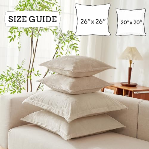 Luxurious Velvet Throw Pillow Covers 20x20 Set of 2 Decorative Pillow Covers Solid Square Cushion Case for Sofa Couch Bedroom Farmhouse, Beige - Image 4