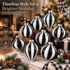 Civaner 9 Pcs Vintage Neutral Christmas Ball Ornaments, Black and White - Image 2