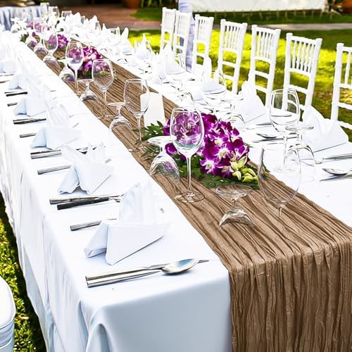 LemonRoad 4 Pcs 20ft Cheesecloth Table Runners Boho Gauze, Nude - Image 6